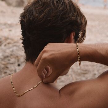 5mm Figaro Chain Bracelet 18 K Gold Plated Adjustable Gift, 5 of 5