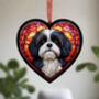 Shih Tzu Stained Glass Effect Heart Suncatcher, thumbnail 2 of 7