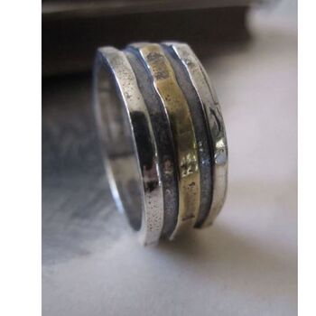 925 Silver And Gold Plated Band Ring, 3 of 5