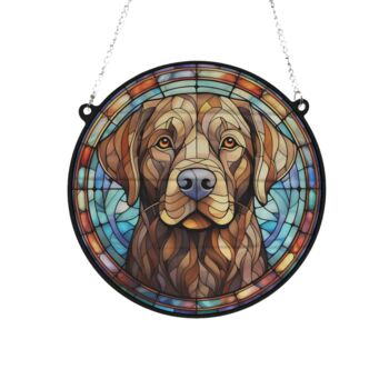 Labrador Chocolate Stained Glass Effect Suncatcher, 2 of 6