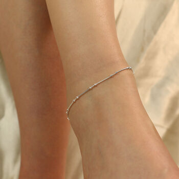 925 Silver This Slim Thread Thin Payal Anklet, 3 of 11