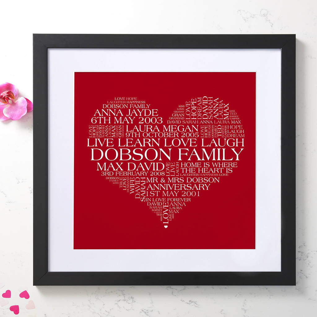 Personalised Heart Family Word Art Print, 1 of 11