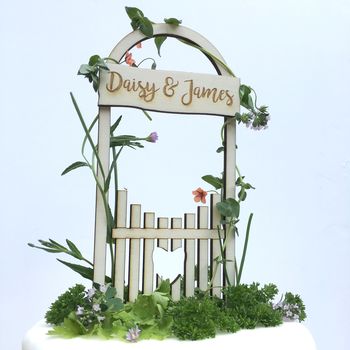 Personalised Love Gate Wedding Cake Topper, 2 of 6