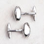 Rugby Ball Silver Plated Cufflinks, thumbnail 1 of 2