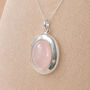 Personalised Sterling Silver Rose Quartz Gemstone Photo Locket Necklace, thumbnail 1 of 6