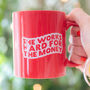 She Works Hard For The Money Typography Quote Mug, thumbnail 1 of 4