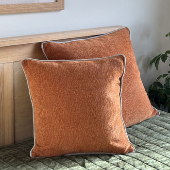 Luxury Soft Brushed Linen Blend Cushion Light Terracotta With Optional Piping, 4 of 5