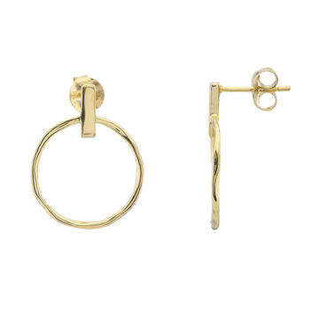 Granada Circle And Bar Yellow Gold Plated Earrings, 3 of 7