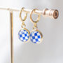 Royal Blue Checkered Earrings, thumbnail 1 of 6