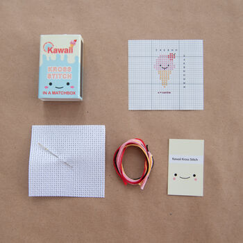 Kawaii Ice Cream Mini Cross Stitch Kit, 2 of 8