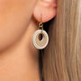 Pearlescent Taupe And Cream Circular Earrings • Gold Plated Sterling Silver Hooks, thumbnail 4 of 9