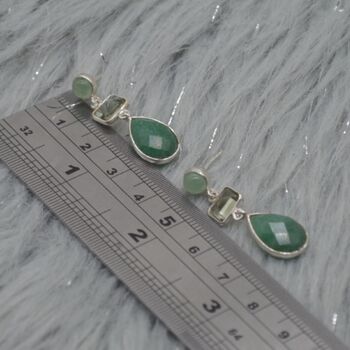 Green Amethyst, Sillimanite, Aventurine Silver Earrings, 8 of 10