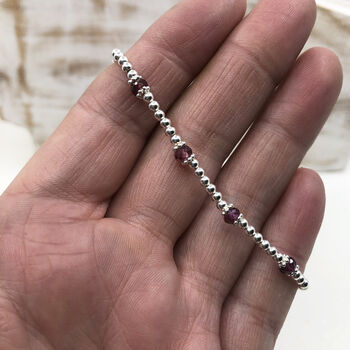 Silver Garnet January Birthstone Bracelet, 7 of 12