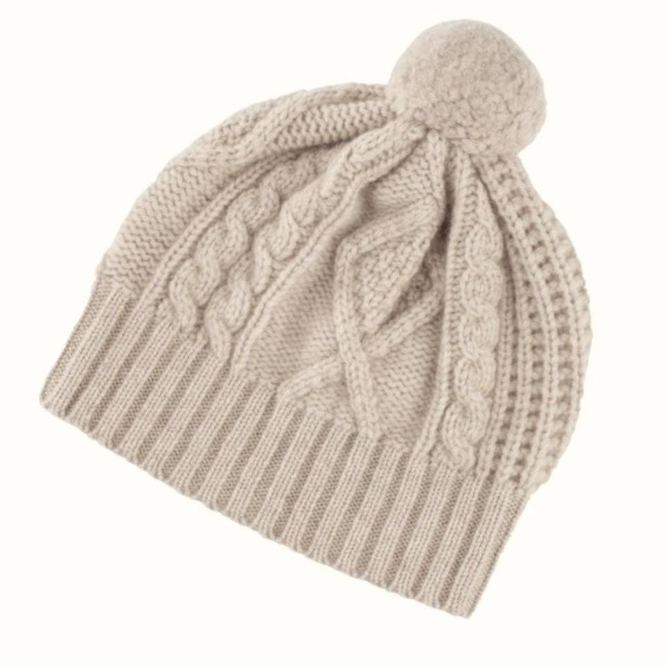 Pure Cashmere Cable Knit Pompom Hat By LuLLiLu | notonthehighstreet.com