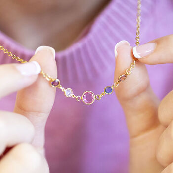 Mother And Four Children Birthstone Link Necklace, 4 of 7