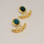 Blue Apatite, Pearl Gold Earrings, thumbnail 3 of 6