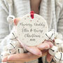 Personalised Mummy, Daddy And Bump Christmas Decoration, thumbnail 4 of 10