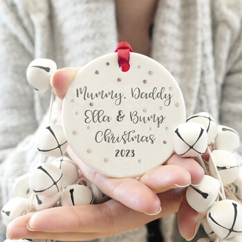 Personalised Mummy, Daddy And Bump Christmas Decoration, 4 of 10
