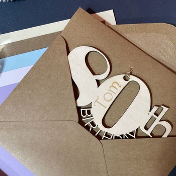 Personalised Wooden 80th Birthday Card, 5 of 10