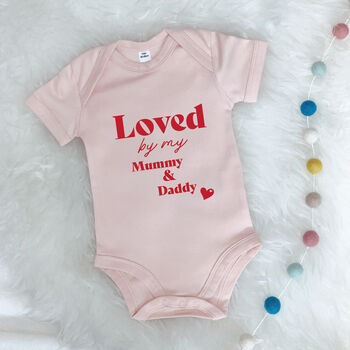 Loved By My Mummy And Daddy Valentines Babygrow, 5 of 8