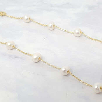 Freshwater Pearl Double Chain Wedding Bracelet Gift, 6 of 10