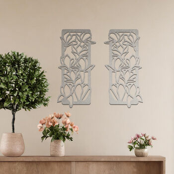Elegant Metal Floral Vine Wall Art Panel Set For Living Room Or Hallway Decor, 7 of 11
