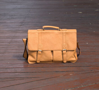 Vegetable Tanned Genuine Leather Laptop Bag, 8 of 12