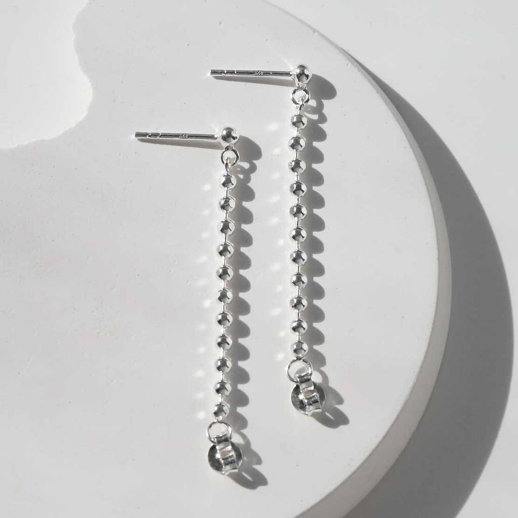 Sterling Silver Swinging Bead Studs, 1 of 5