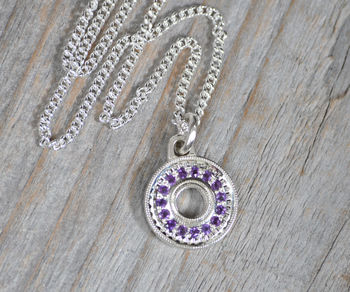 Pave Amethyst Necklace With Recycled Sterling Silver, 2 of 5