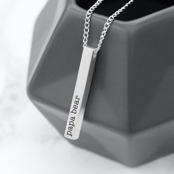 Personalised Men's Metallic White Solid Bar Necklace, 2 of 5