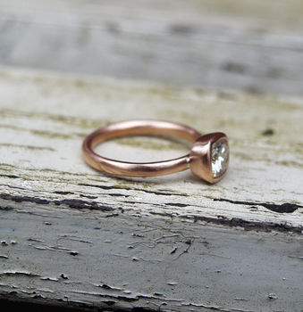 Recycled 9ct Rose Gold Ring Set With 1ct Moissanite, 5 of 5