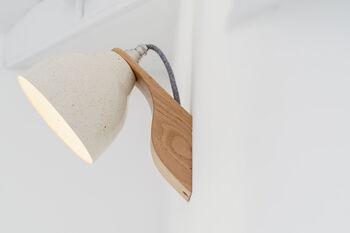 Speckled Cream Element Oak And Ceramic Wall Light, 3 of 3