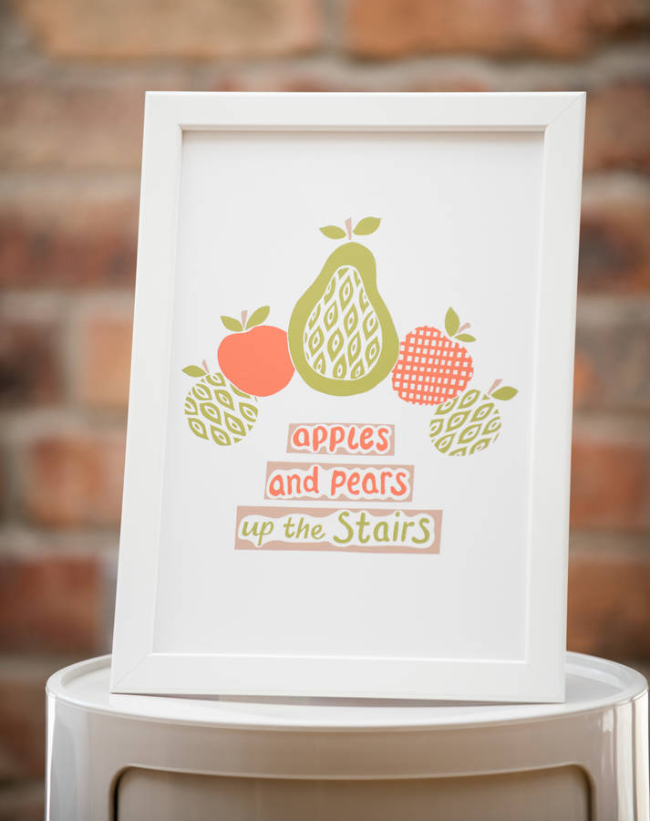 apples and pears cockney slang nursery print by ruby and freddies
