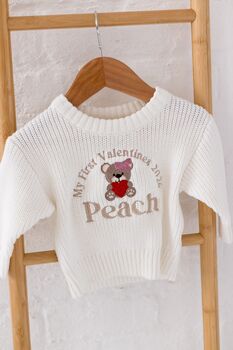 My First Valentines Bear Embroidered Knitted Jumper, 4 of 6