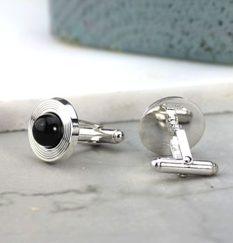 Sterling Silver And Black Onyx Cufflinks, 2 of 4