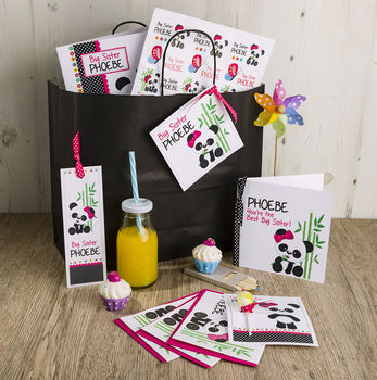 Personalised Panda Gift Bag Bundle By Little Tweet Stationery