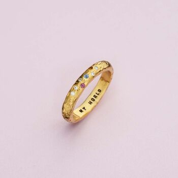 9ct Gold Diamond And Birthstone Confetti Ring, 4 of 11