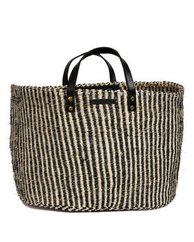 Black And Natural Pinstripe Sisal Shopper, 5 of 5