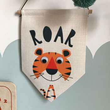 Wobbly Eyed Tiger Childrens Room Flag, 3 of 4