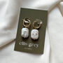 Pearl Lustre 18k Gold Plated Hoop Earrings, thumbnail 2 of 3