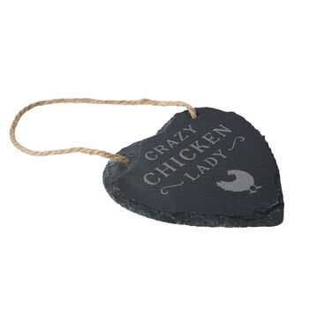 Bramble Farm 'Crazy Chicken Lady' Slate Heart Hanger, 3 of 3