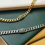 Mens Gold Emerald Necklace Chain Mens Green Gem, thumbnail 4 of 10
