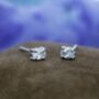 Oval Clear Cz Stud Earrings Sterling Silver, thumbnail 1 of 11