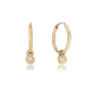 Solid Gold Mini Floating Diamond Hoop Earrings, thumbnail 2 of 8
