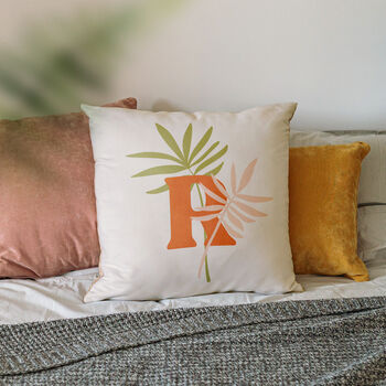 Personalised Initial Palm Leaves Cushion, 3 of 5