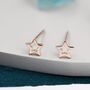 Sterling Silver Tiny Little Open Star Cutout Stud Earrings, thumbnail 2 of 12