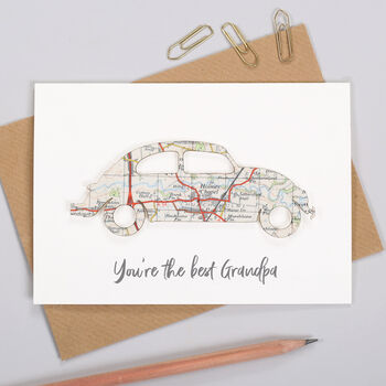 Personalised Fathers Day Map Beetle Car Card, 2 of 5