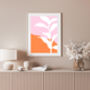 Pink And Orange Abstract Leaf Wall Print Unframed, thumbnail 1 of 2