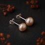 Sterling Silver Pale Pink Freshwater Pearl Stud Earrings, thumbnail 5 of 8