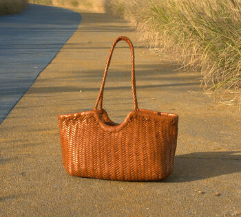 Hand Woven Genuine Leather Shopping Bag, 11 of 12